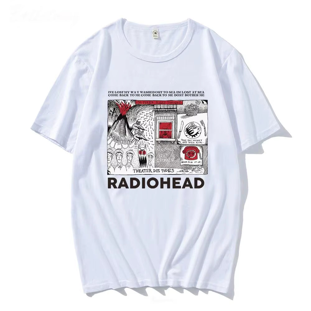 Radiohead Graphic Print T Shirt Hip Hop Rock Band T Shirt Fashion Casual Crew Neck Short Sleeve plus Size T Shirt Women