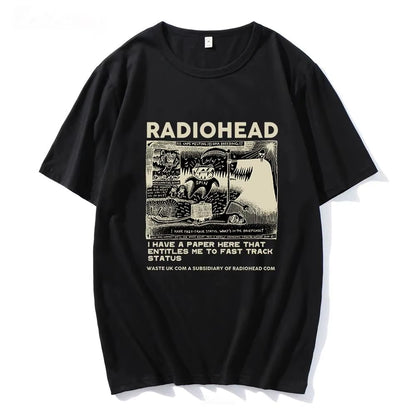 Radiohead Graphic Print T Shirt Hip Hop Rock Band T Shirt Fashion Casual Crew Neck Short Sleeve plus Size T Shirt Women