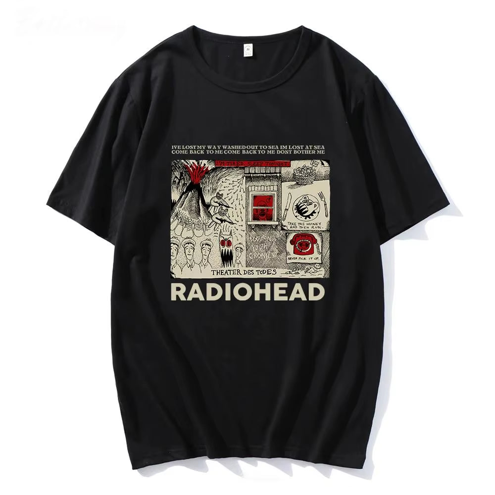 Radiohead Graphic Print T Shirt Hip Hop Rock Band T Shirt Fashion Casual Crew Neck Short Sleeve plus Size T Shirt Women