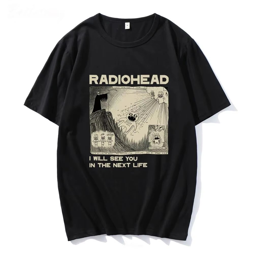 Radiohead Graphic Print T Shirt Hip Hop Rock Band T Shirt Fashion Casual Crew Neck Short Sleeve plus Size T Shirt Women