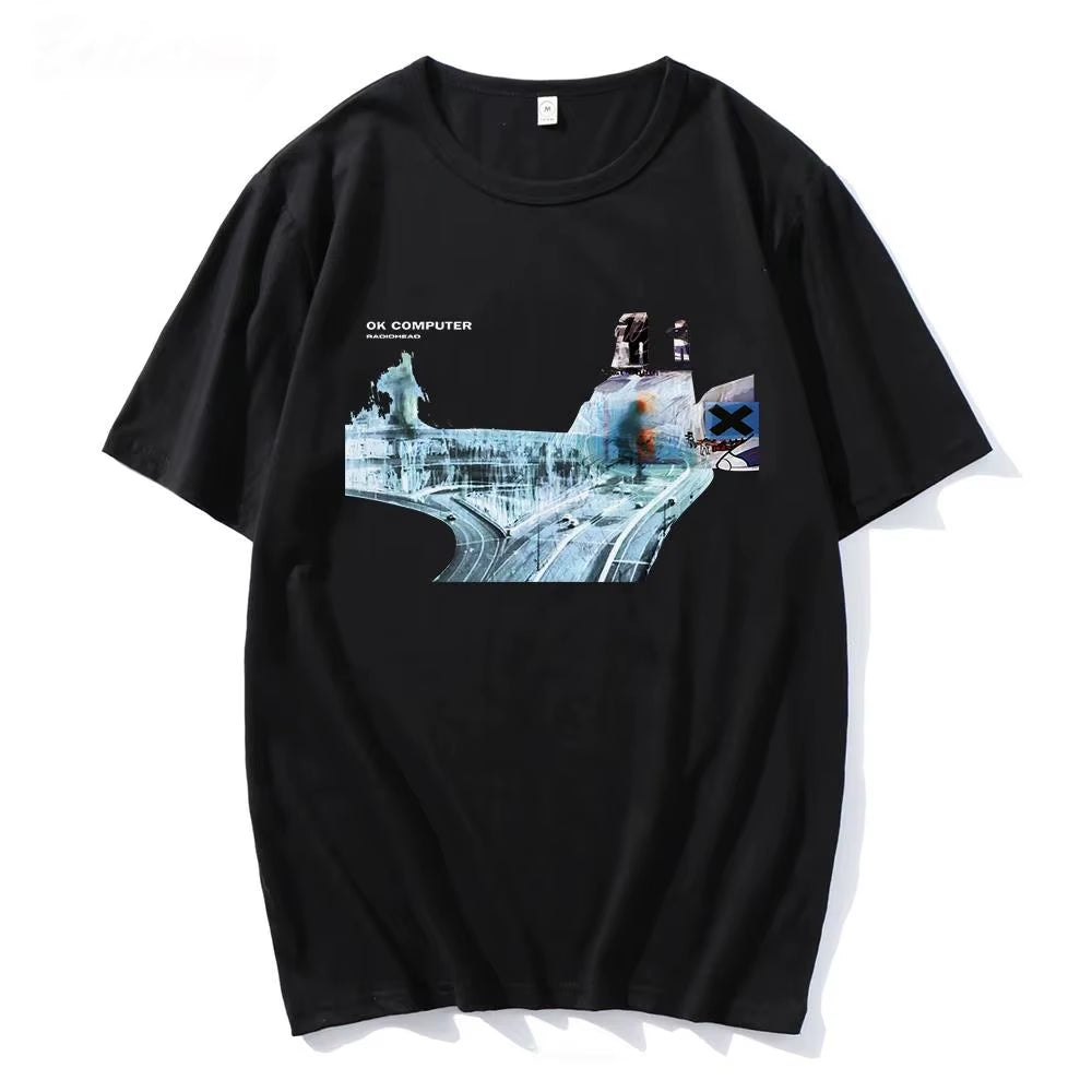 Radiohead Graphic Print T Shirt Hip Hop Rock Band T Shirt Fashion Casual Crew Neck Short Sleeve plus Size T Shirt Women