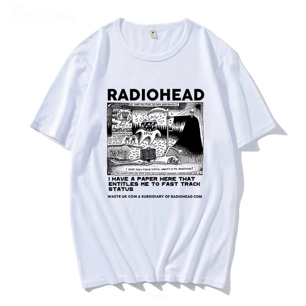 Radiohead Graphic Print T Shirt Hip Hop Rock Band T Shirt Fashion Casual Crew Neck Short Sleeve plus Size T Shirt Women