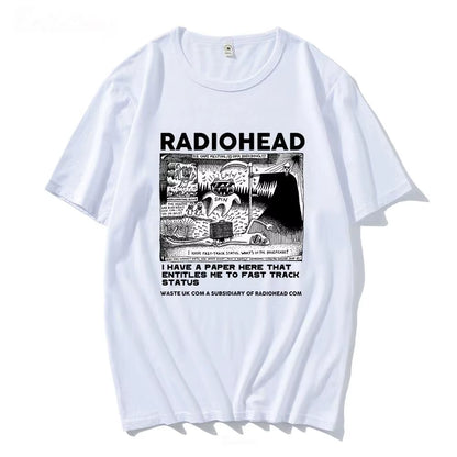 Radiohead Graphic Print T Shirt Hip Hop Rock Band T Shirt Fashion Casual Crew Neck Short Sleeve plus Size T Shirt Women