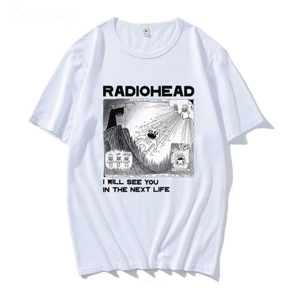 Radiohead Graphic Print T Shirt Hip Hop Rock Band T Shirt Fashion Casual Crew Neck Short Sleeve plus Size T Shirt Women